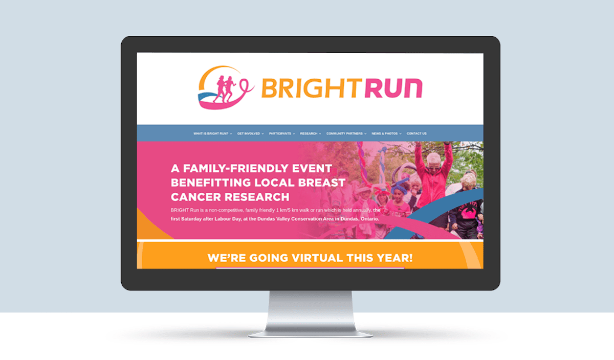 Image of an Apple computer with the BRIGHT Run website